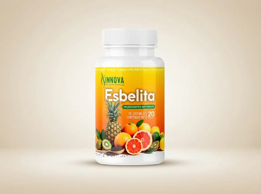 Empaque original de Esbelita, suplemento alimenticio en cápsulas