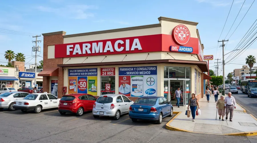 Interior de una farmacia con estantería de suplementos alimenticios